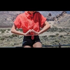 Zara red top 9 years collared neck cross blouse